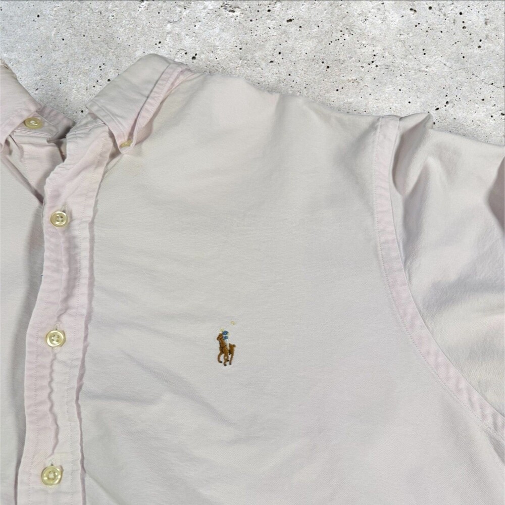 Polo Ralph Lauren Oxford Shirt Men 17.5 34/35 Pink Classic Fit Cotton Flaws - Picture 8 of 15